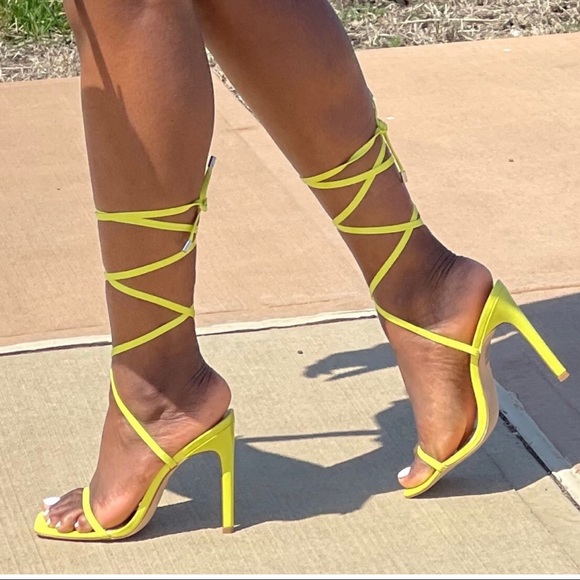 Steve Madden Shoes - Steve Madden Uplift Strappy Ankle Tie Heel in Chartreuse Size 10